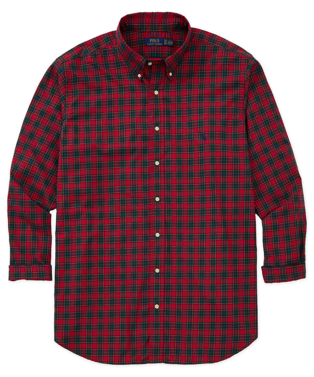 Polo Ralph Lauren Long Sleeve Brushed Twill Sport Shirt - Red/Royal Multi, Men's Big & Tall