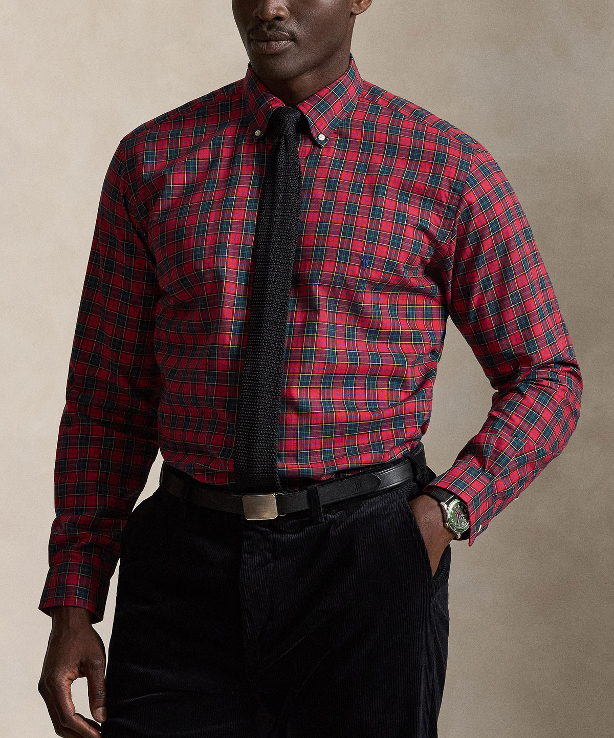 Polo Ralph Lauren Long Sleeve Brushed Twill Sport Shirt - Red/Royal Multi, Men's Big & Tall
