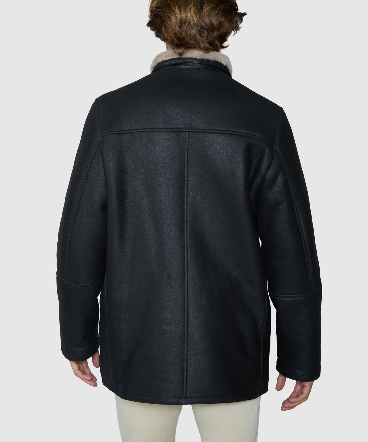 Westport Black Luxury Shearling Coat, Men's Big & Tall