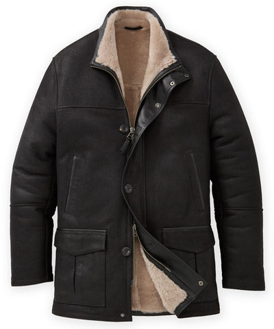 Westport Black Luxury Shearling Coat, Men's Big & Tall