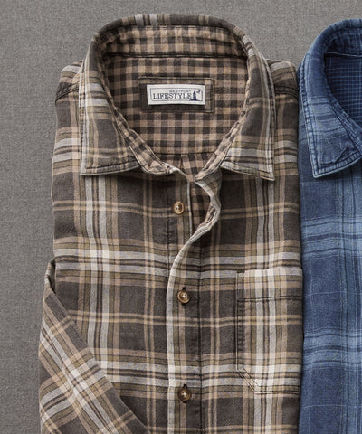 Westport Lifestyle Long Sleeve Spread Collar Multi Plaid Sport Shirt, Men's Big & Tall