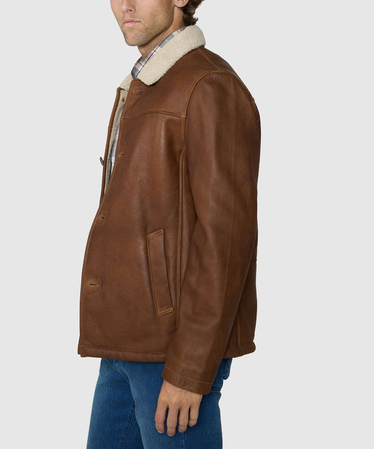 Westport Black Hip Length Leather Jacket, Men's Big & Tall