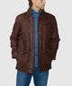 Westport Black Waxed Goat Suede Leather Jacket - Bourbon