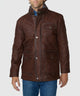 Westport Black Waxed Goat Suede Leather Jacket - Bourbon