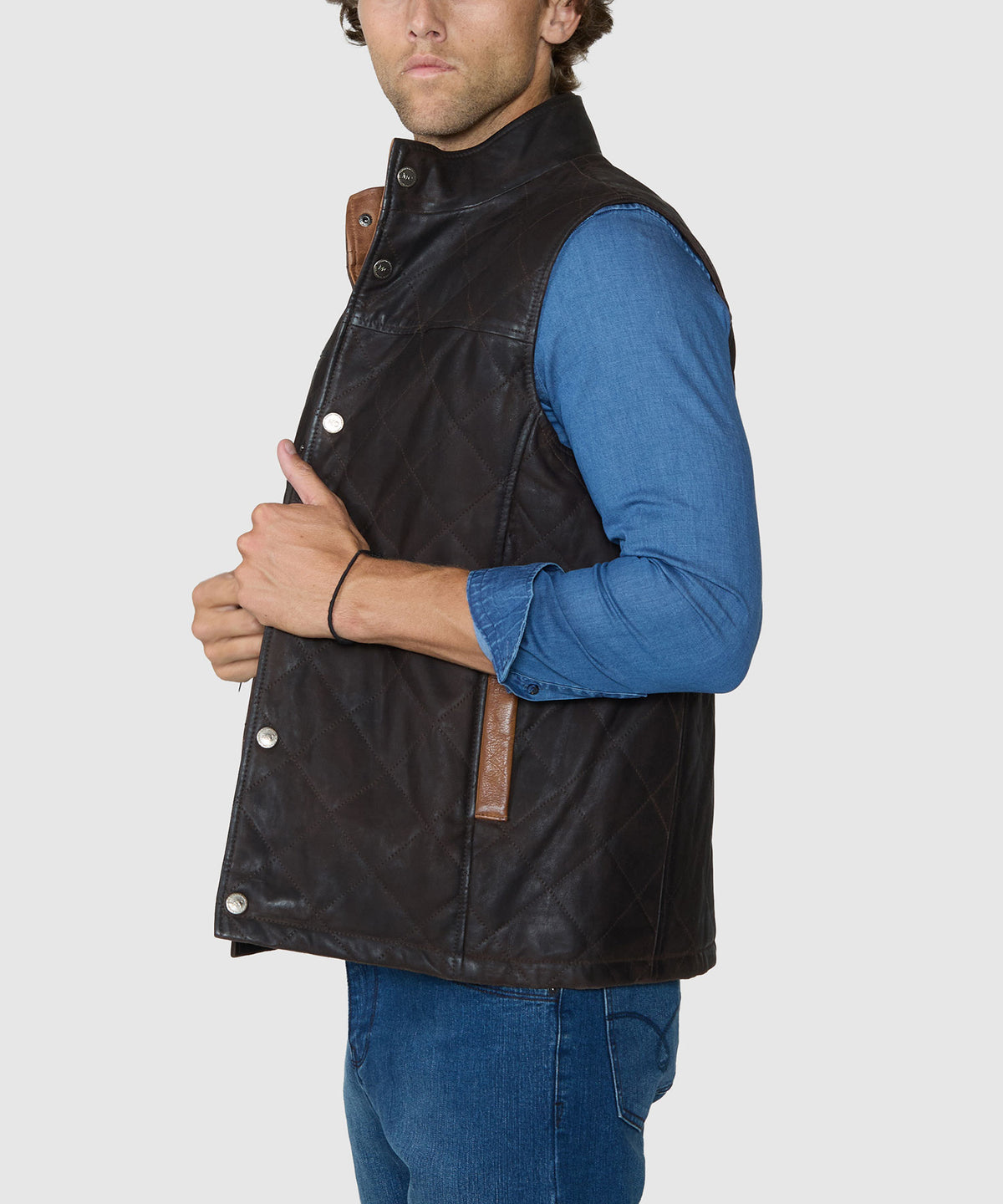 Westport Black Waxed Goat Suede Vest - Espresso, Men's Big & Tall