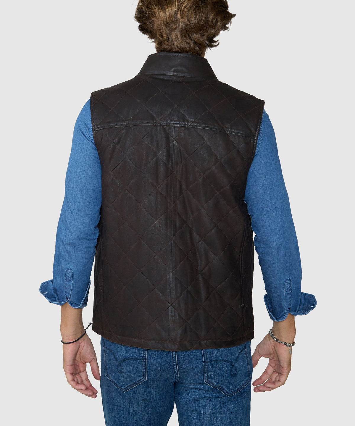 Westport Black Waxed Goat Suede Vest - Espresso, Men's Big & Tall