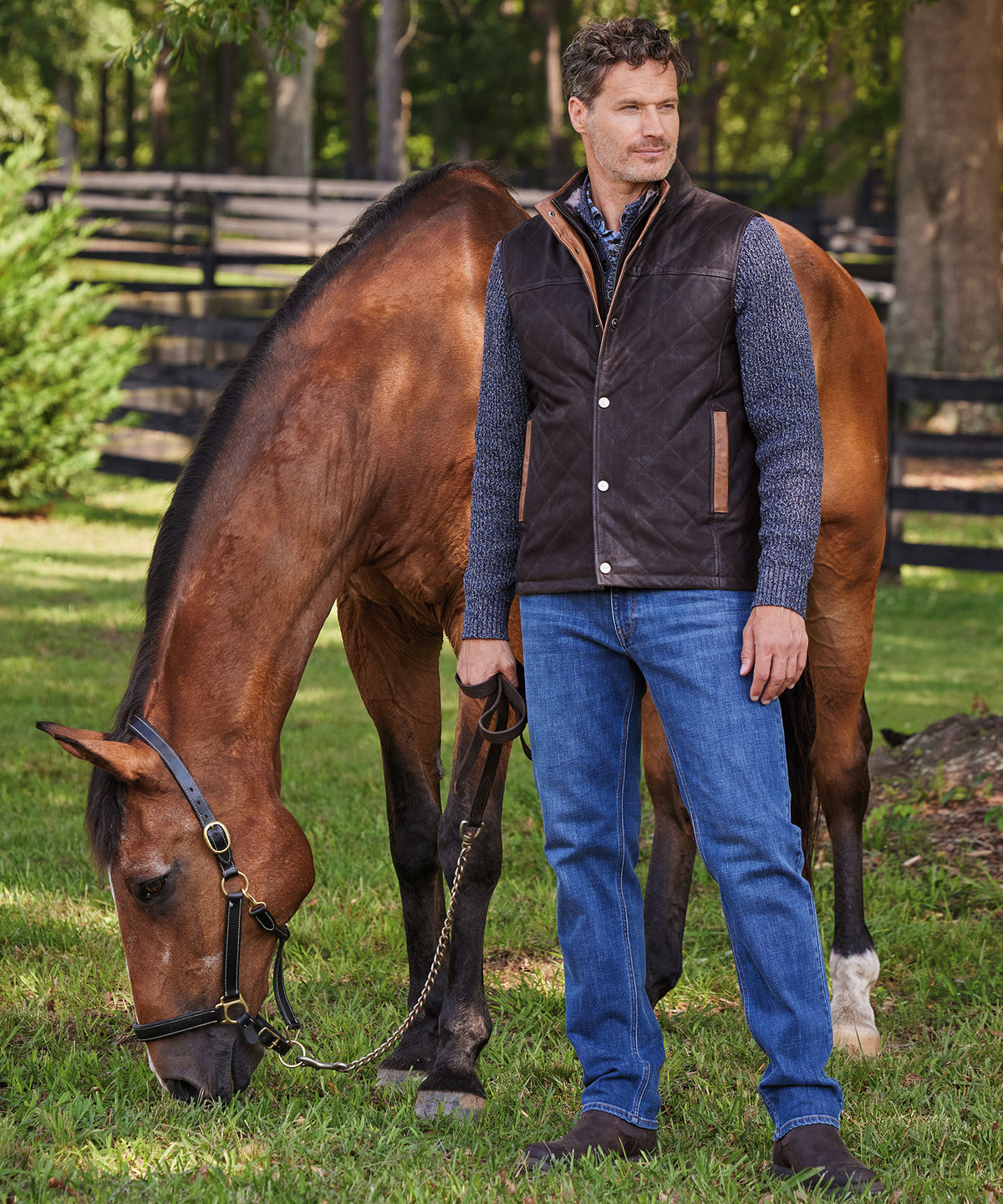 Westport Black Waxed Goat Suede Vest, Men's Big & Tall
