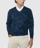 Westport Black Diamond Textured V-Neck Sweater - Forest