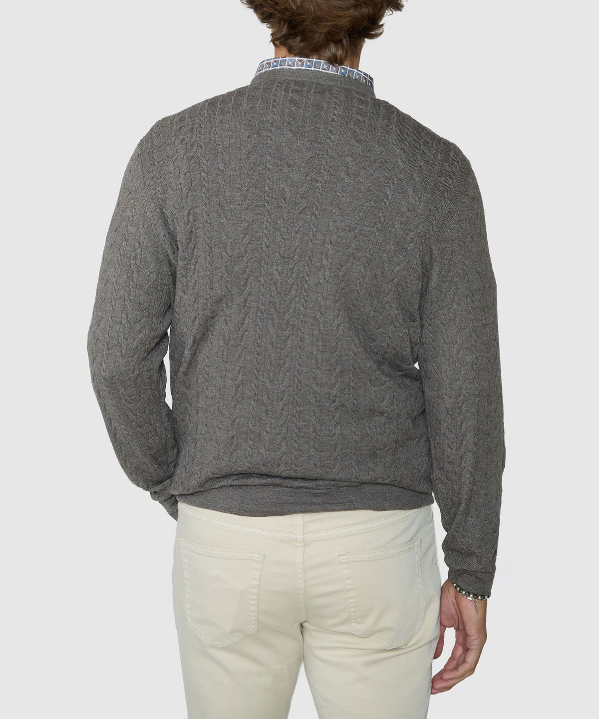 Westport Black Sanded Twist Cable Crew Sweater - Leaf, Men's Big & Tall