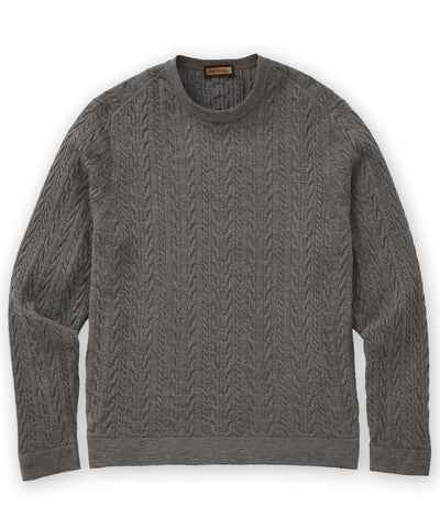 Westport Black Sanded Twist Cable Crew Sweater, Men's Big & Tall