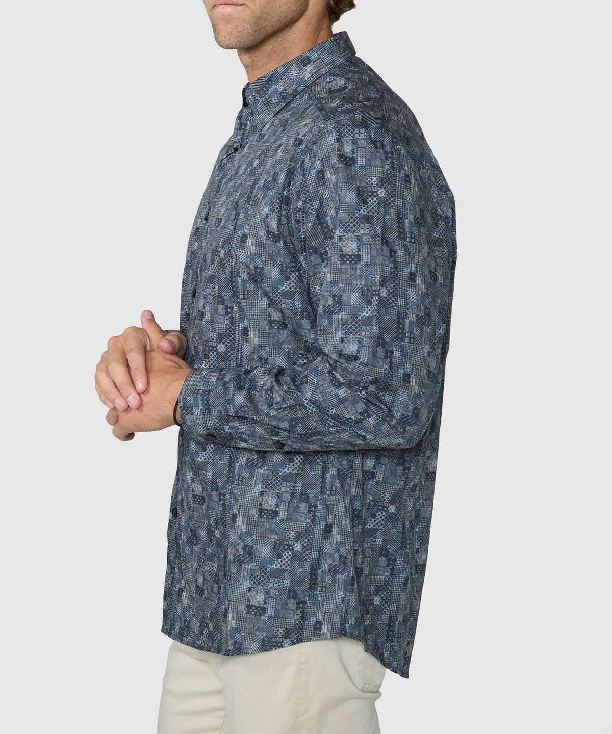 Westport Black Patch Print Sport Shirt - Eucalyptus, Men's Big & Tall