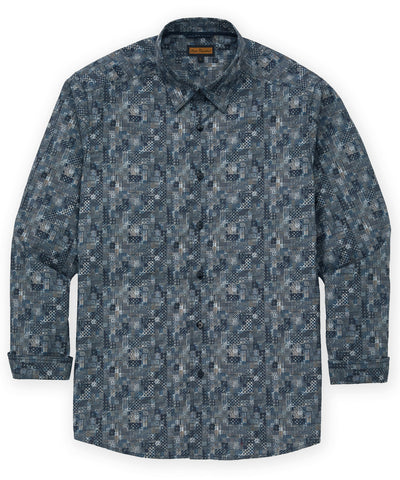 Westport Black Patch Print Sport Shirt, Men's Big & Tall