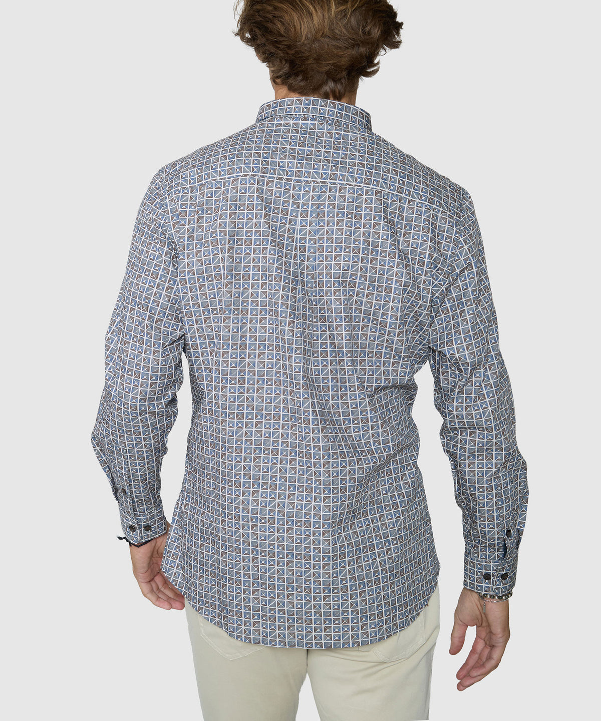 Westport Black Quad Squares Print Sport Shirt, Men's Big & Tall