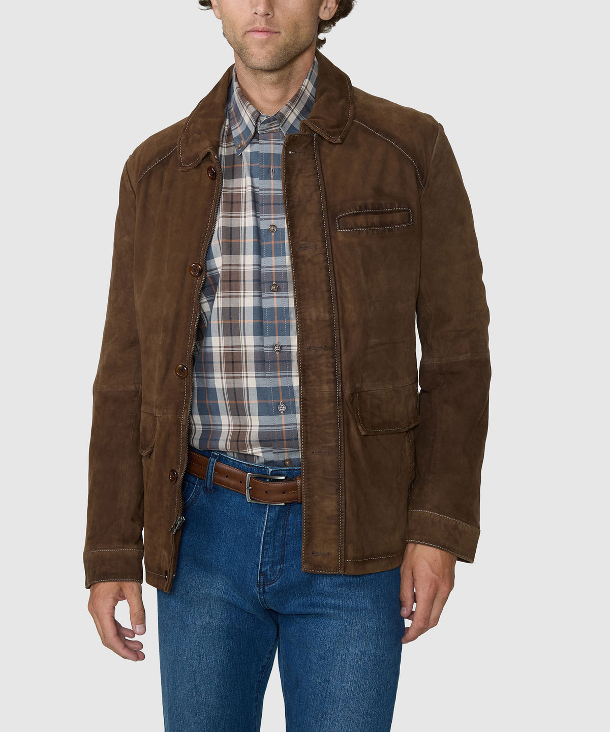Westport Black Antique Suede Jacket - Brown, Men's Big & Tall