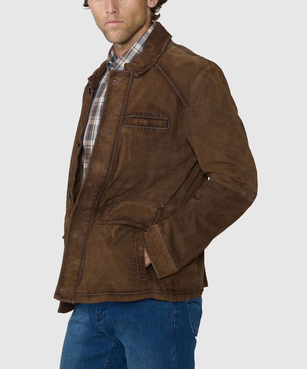 Westport Black Antique Suede Jacket - Brown, Men's Big & Tall