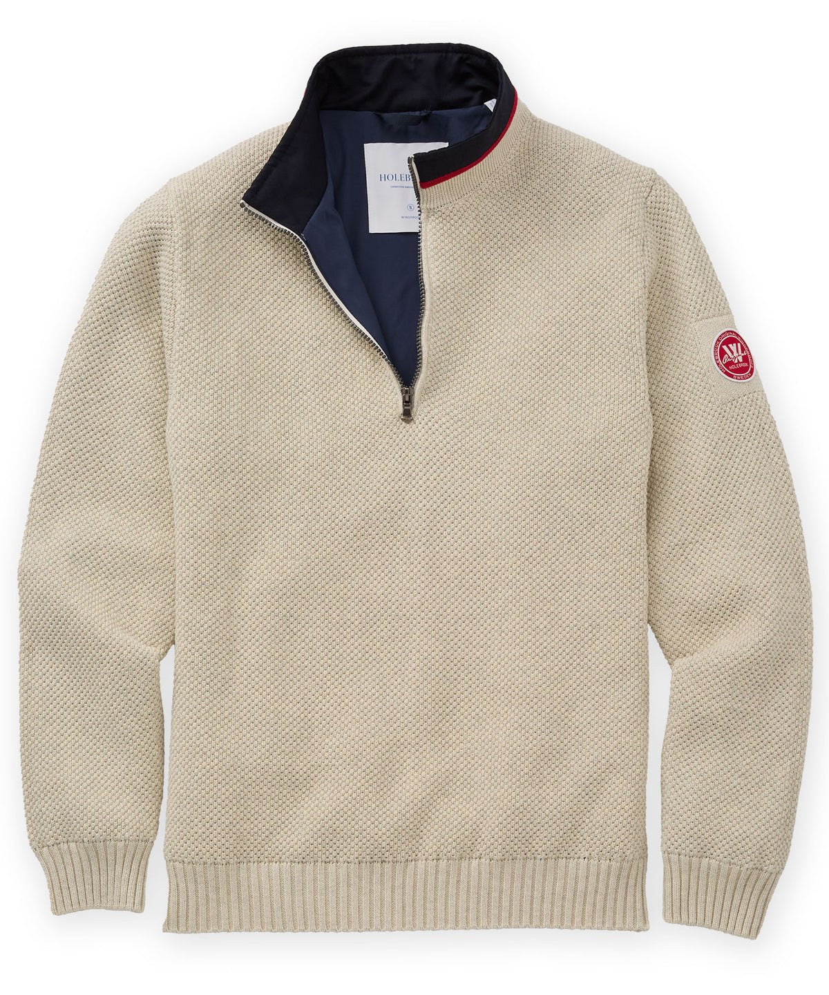 Holebrook Sweden Windproof Quarter-Zip Pullover - Off White Melange, Men's Big & Tall