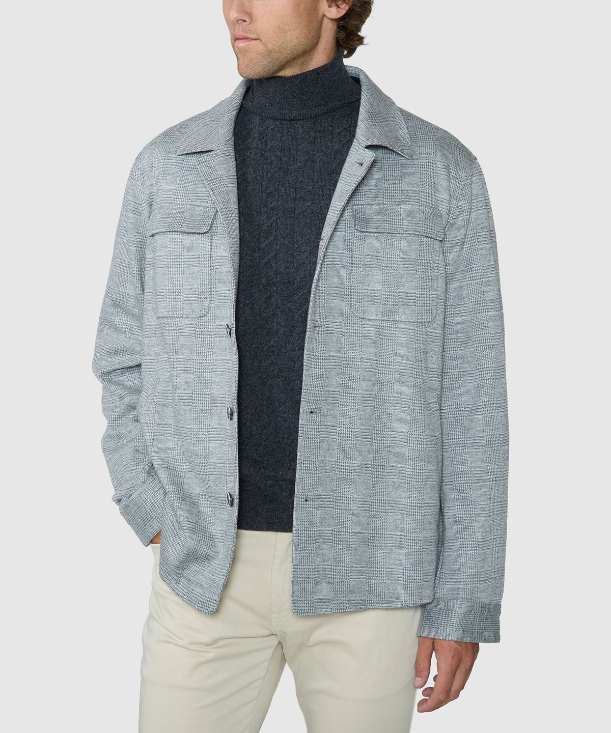 Westport Black Chelsea Pic Stitch Overshirt - Grey, Men's Big & Tall