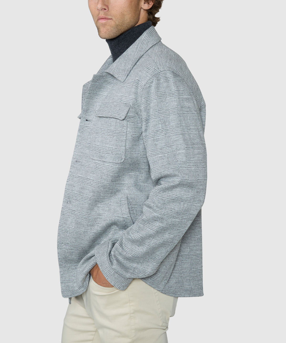 Westport Black Chelsea Pic Stitch Overshirt - Grey, Men's Big & Tall