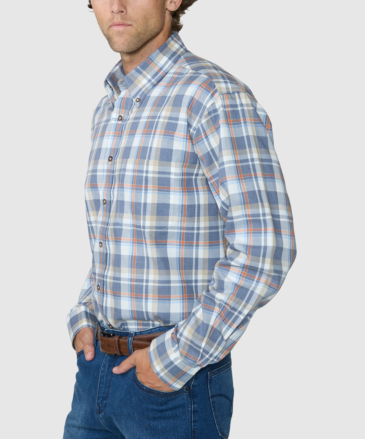 Westport Black Long Sleeve Button-Down Collar Cotton Wool Sport Shirt, Men's Big & Tall