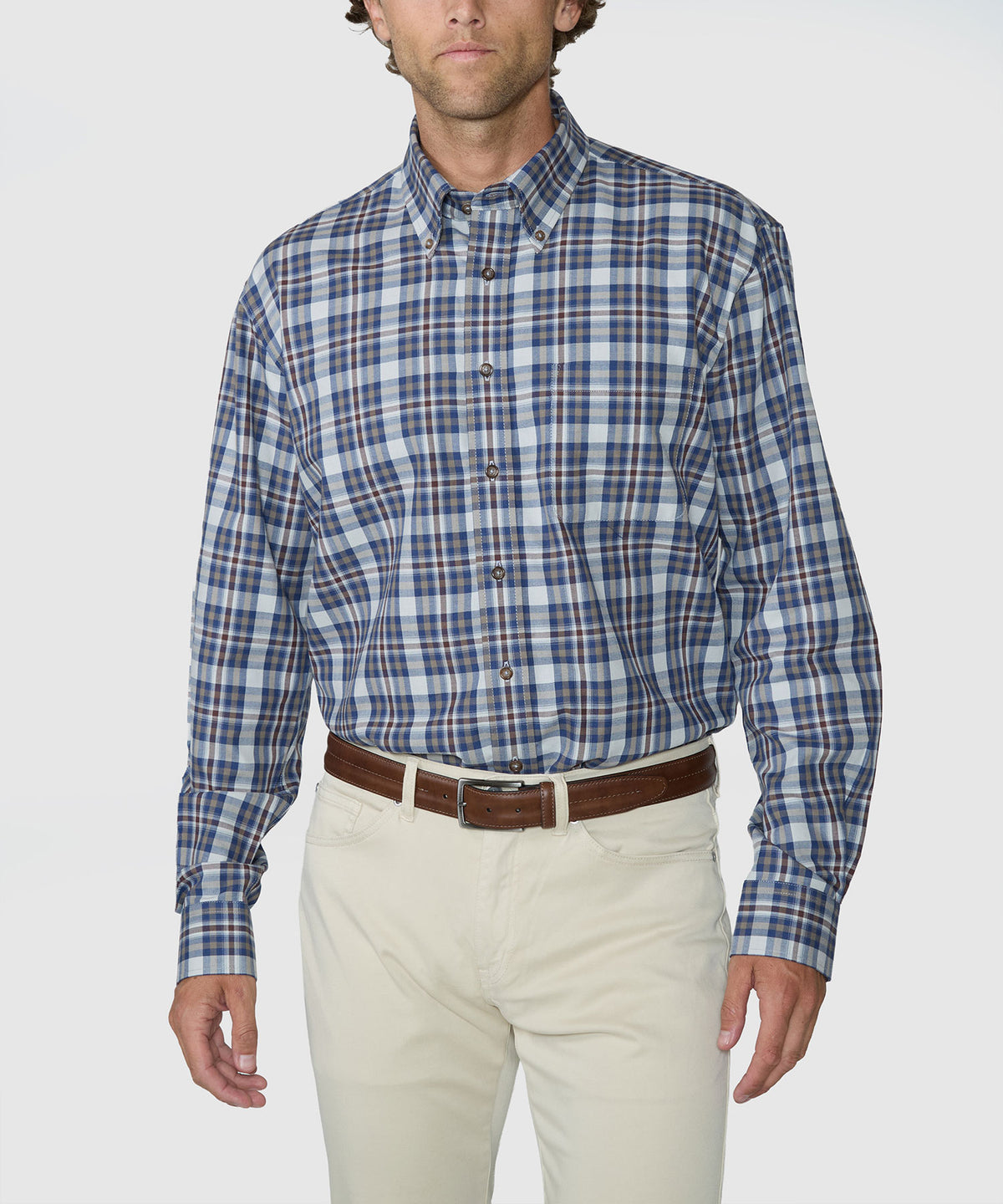 Westport Black Long Sleeve Button-Down Collar Cotton Wool Sport Shirt, Men's Big & Tall