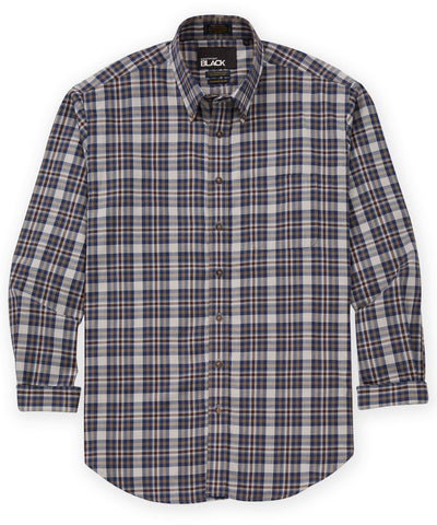 Westport Black Long Sleeve Button-Down Collar Cotton Wool Sport Shirt, Men's Big & Tall