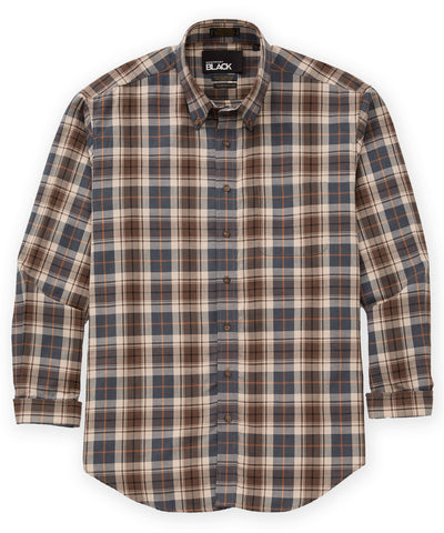 Westport Black Long Sleeve Button-Down Collar Cotton Wool Sport Shirt, Men's Big & Tall