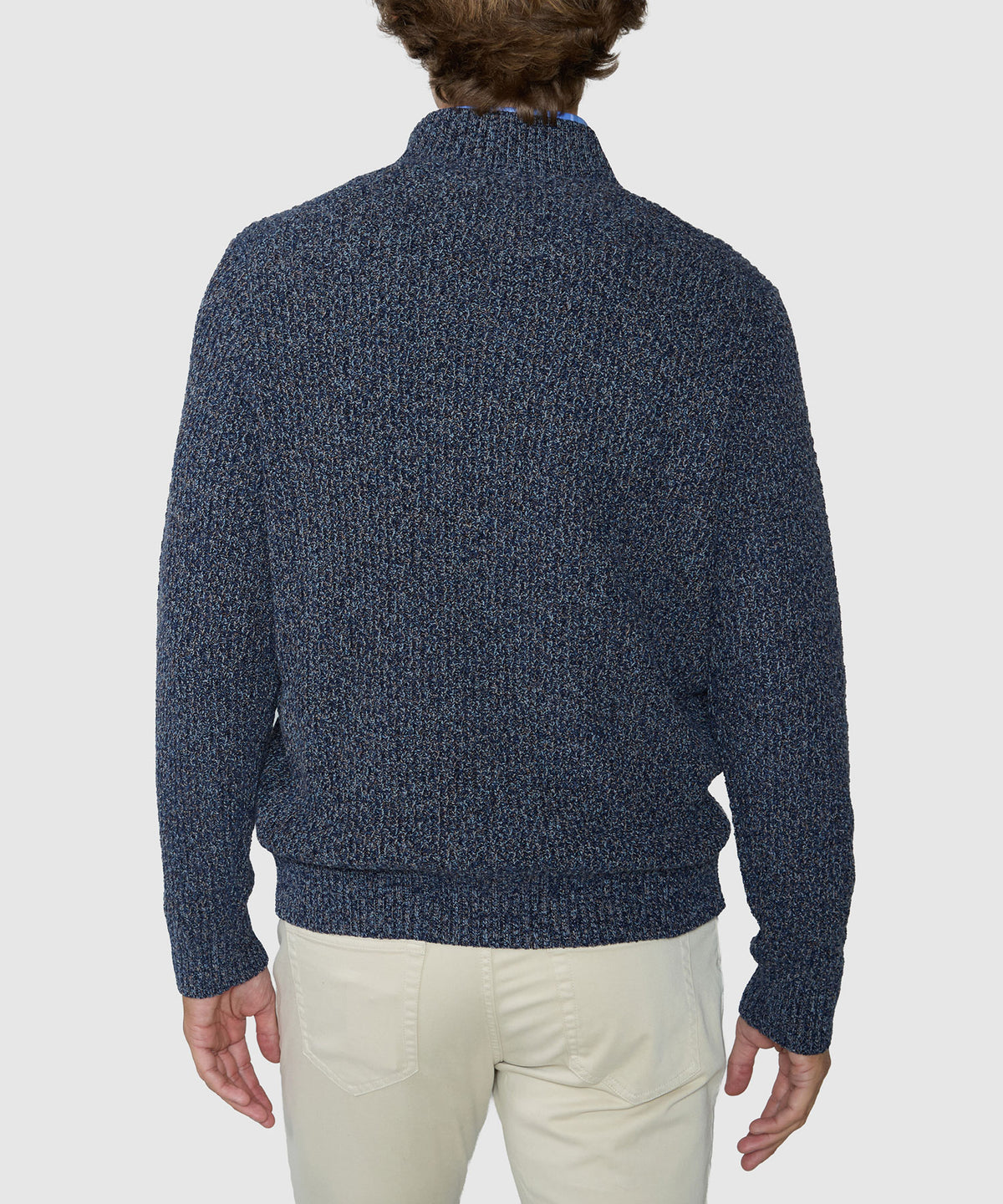Westport Black Brentwood Chenille Button Mock Sweater - Navy, Men's Big & Tall