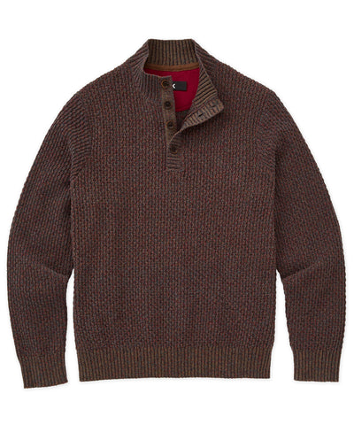 Westport Black Brentwood Chenille Button Mock Sweater, Men's Big & Tall