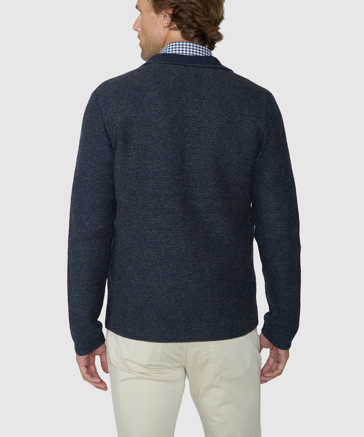 Westport Black Tribeca Popcorn Stitch Blazer - Navy, Men's Big & Tall