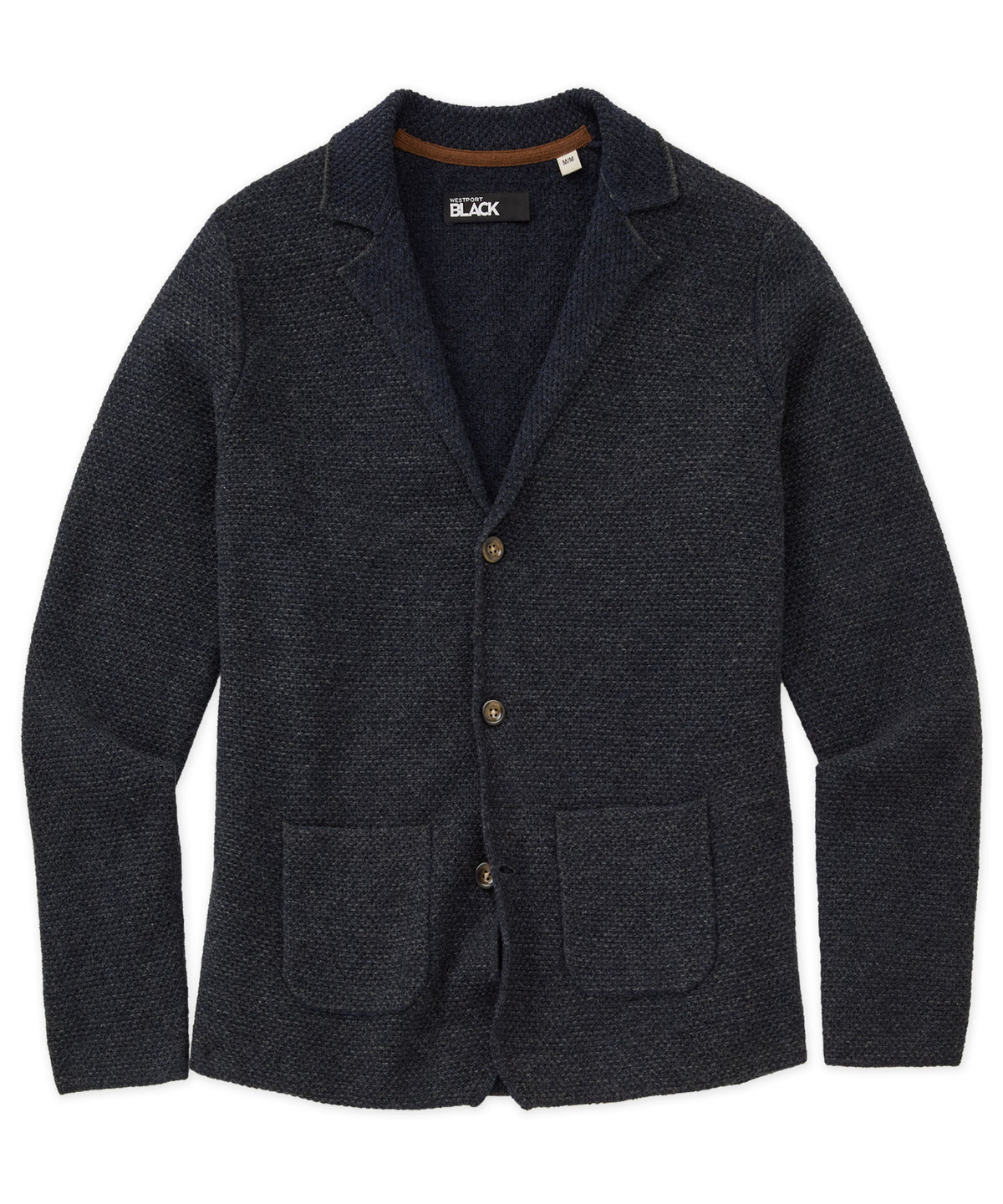 Westport Black Tribeca Popcorn Stitch Blazer - Navy, Men's Big & Tall