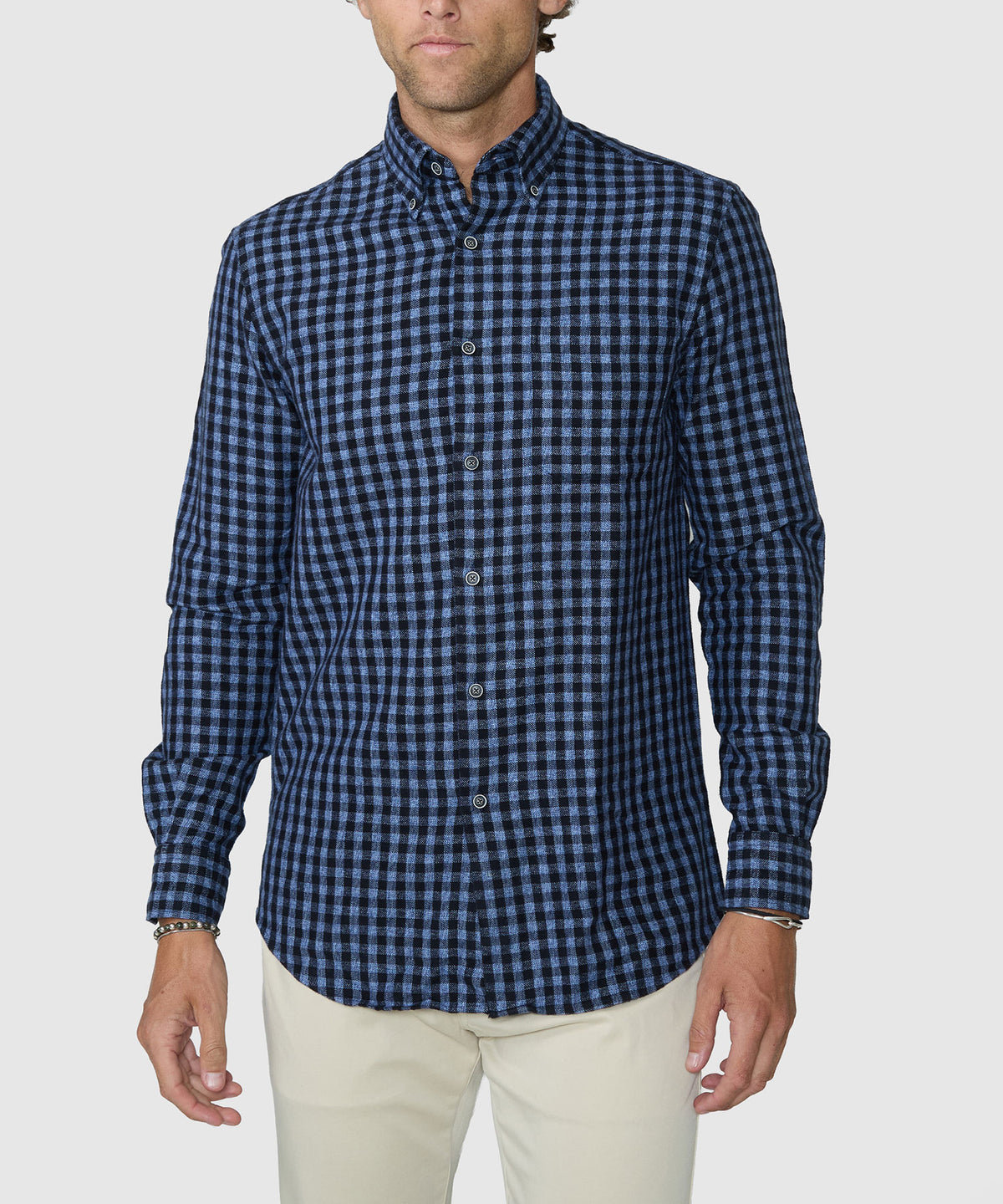 Westport Black Long Sleeve Button-Down Collar Sport Shirt - Navy, Men's Big & Tall