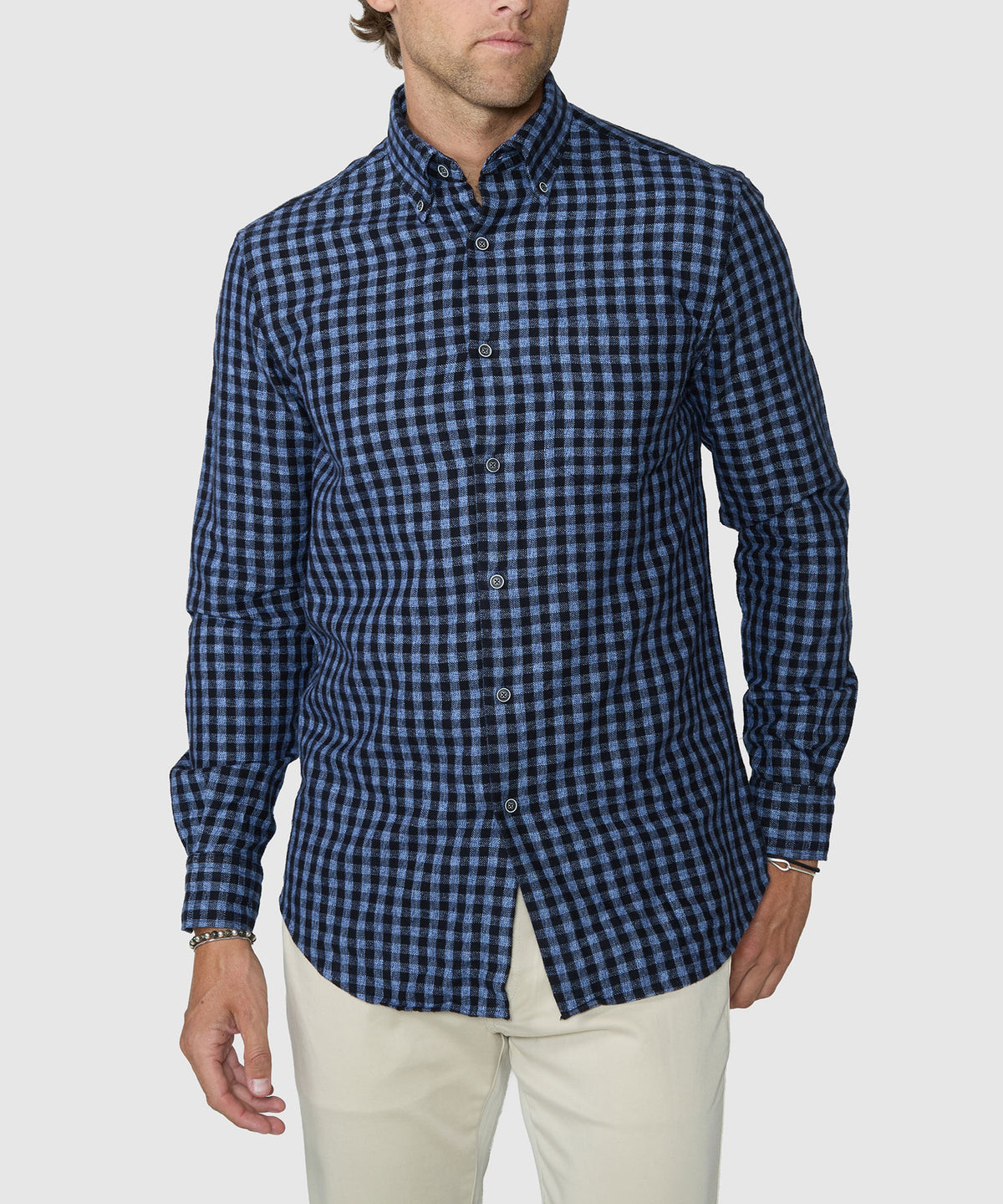 Westport Black Long Sleeve Button-Down Collar Sport Shirt - Navy, Men's Big & Tall