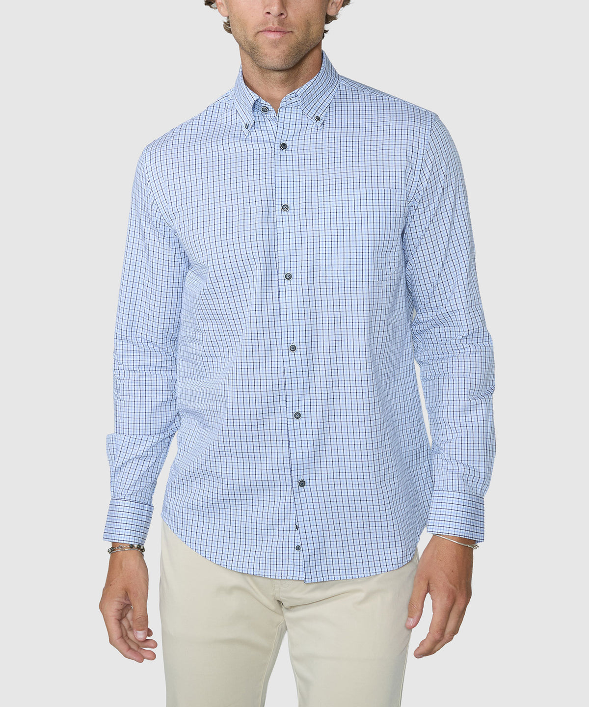 Westport Lifestyle Long Sleeve Button-Down Collar Sport Shirt - Blue, Men's Big & Tall