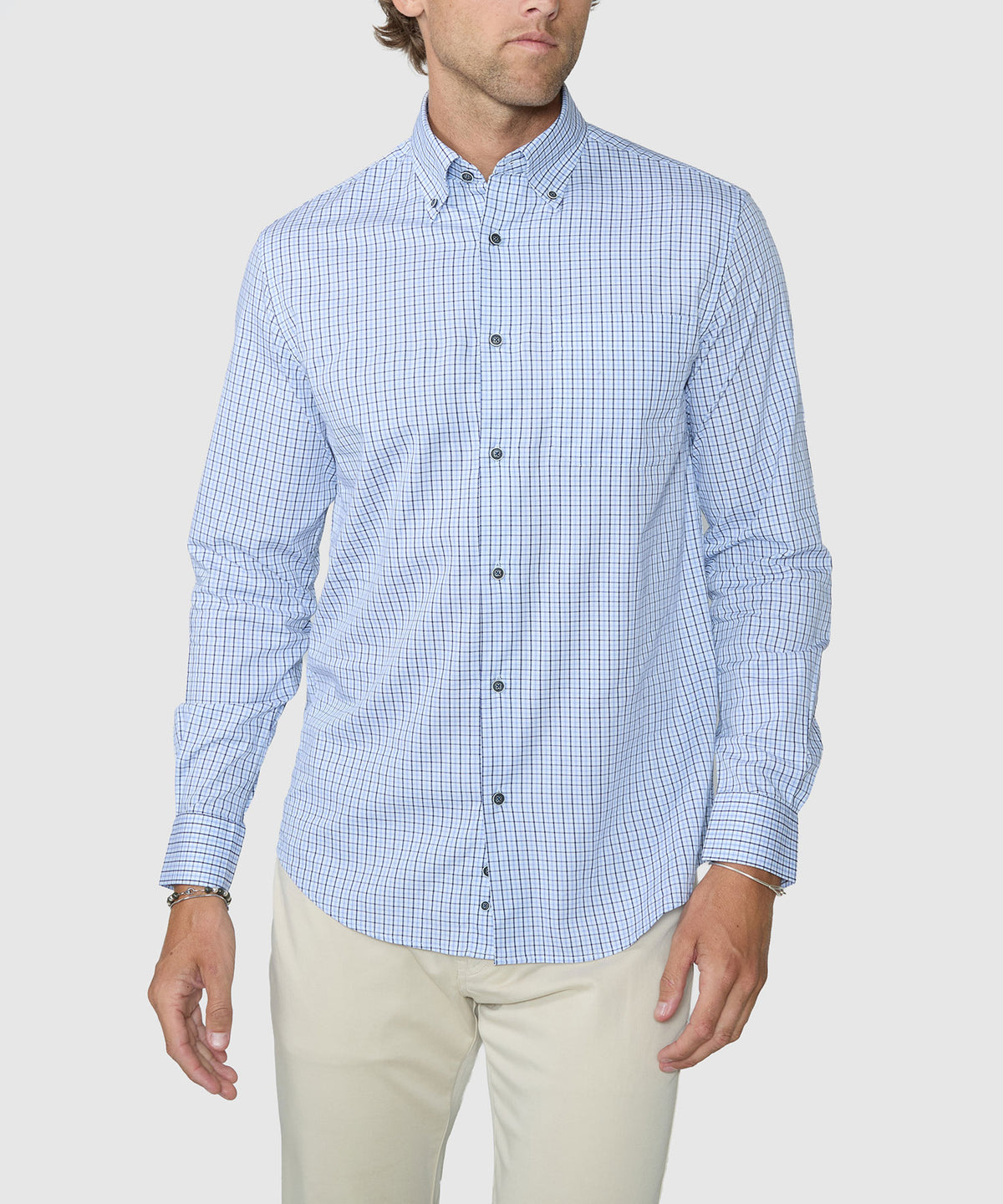 Westport Lifestyle Long Sleeve Button-Down Collar Sport Shirt - Blue, Men's Big & Tall