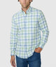 Long sleeve button-down plaid sport shirt with chest button placket