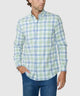 Long sleeve plaid sport shirt with button front and spread collar