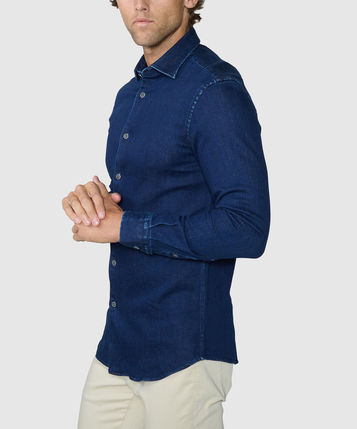 Westport Lifestyle Long Sleeve Spread Collar Sport Shirt - Denim, Men's Big & Tall