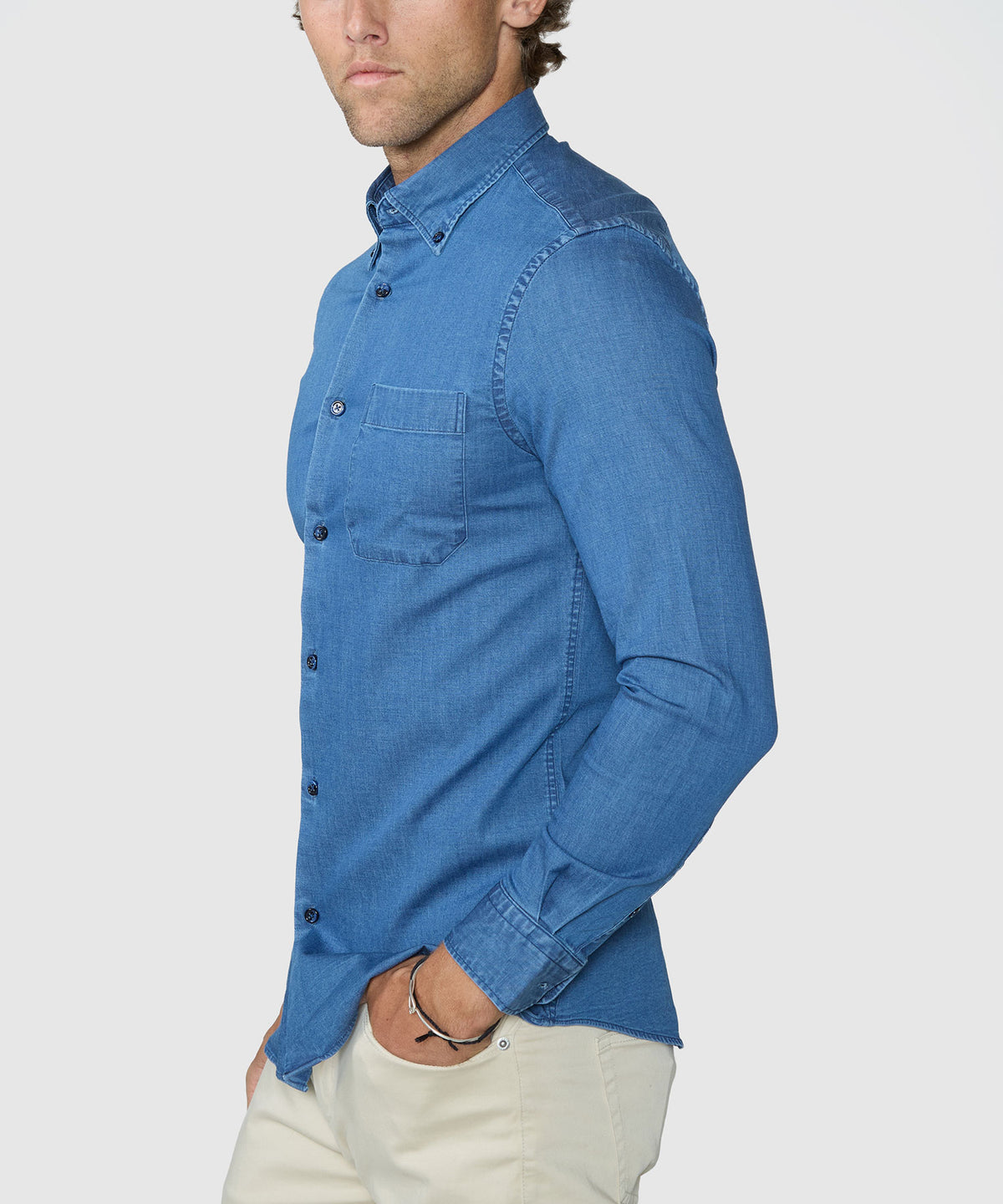 Westport Black Long Sleeve Button-Down Collar Denim Sport Shirt, Men's Big & Tall