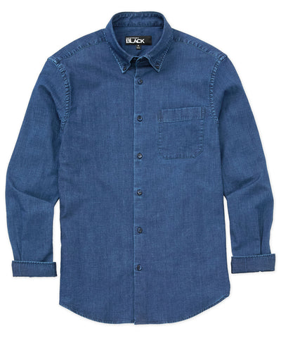 Westport Black Long Sleeve Button-Down Collar Denim Sport Shirt, Men's Big & Tall