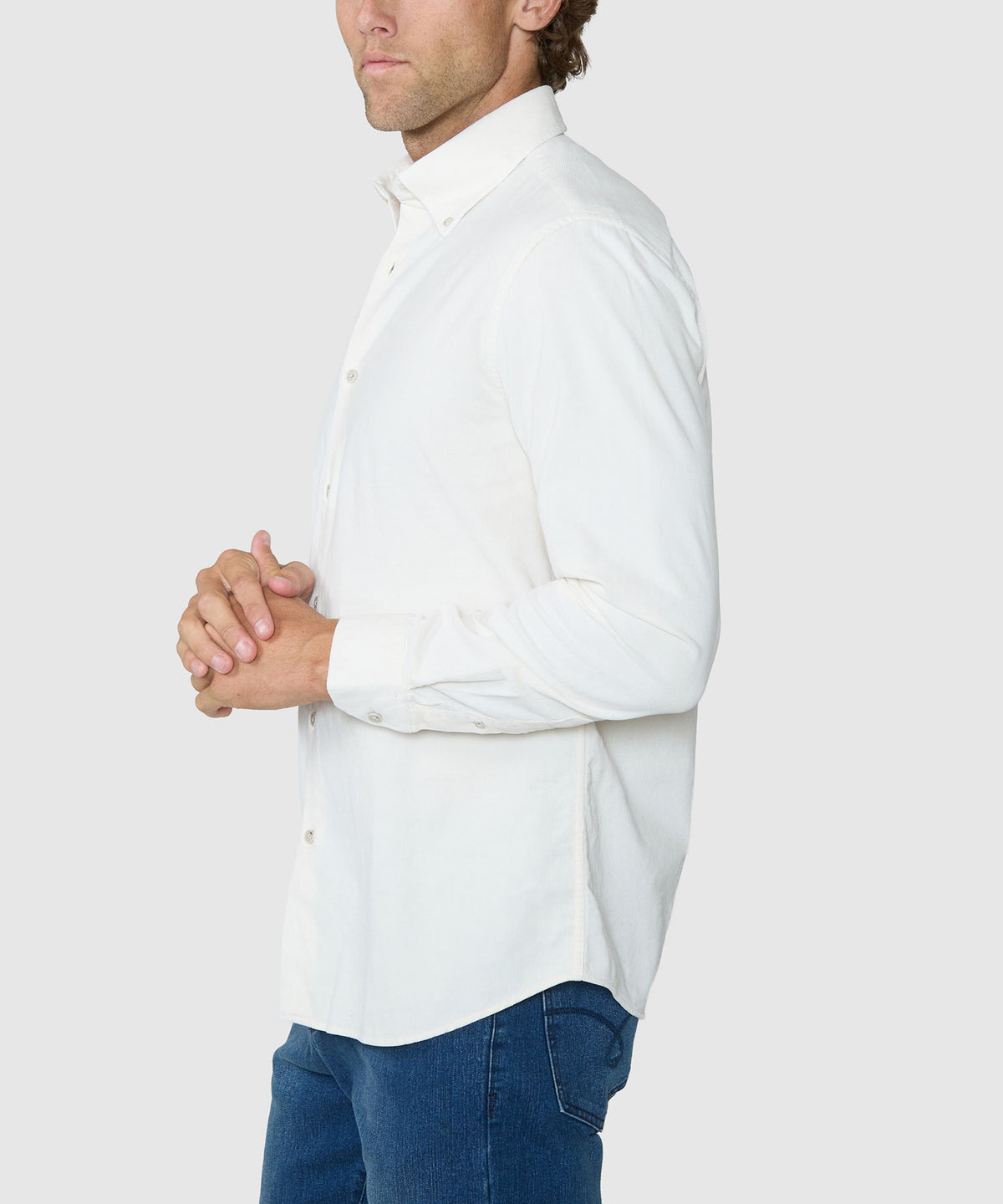 Westport Lifestyle Long Sleeve Tidewashed Corduroy Sport Shirt - Ivory, Men's Big & Tall