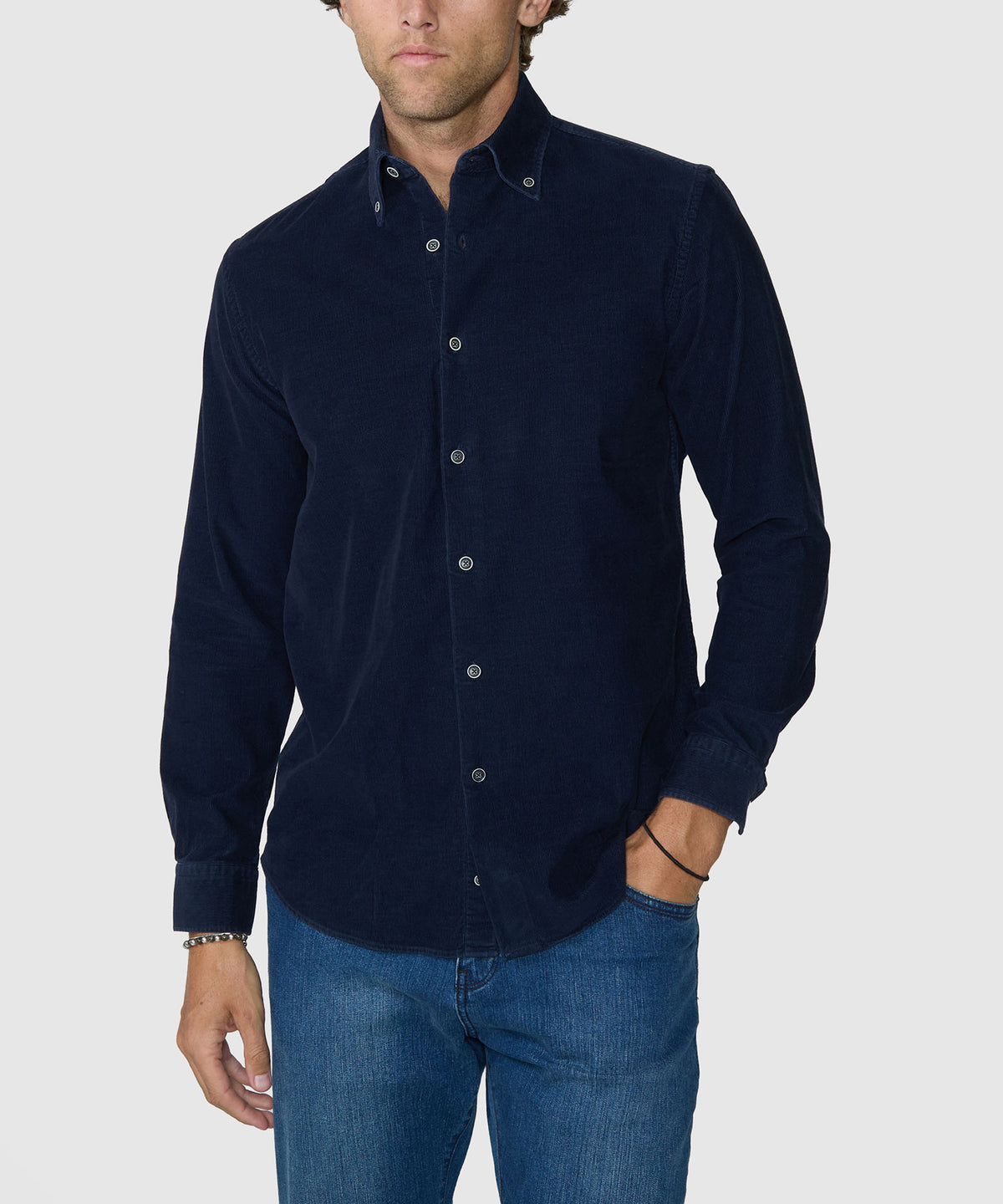 Westport Lifestyle Long Sleeve Tidewashed Corduroy Sport Shirt - Navy, Men's Big & Tall