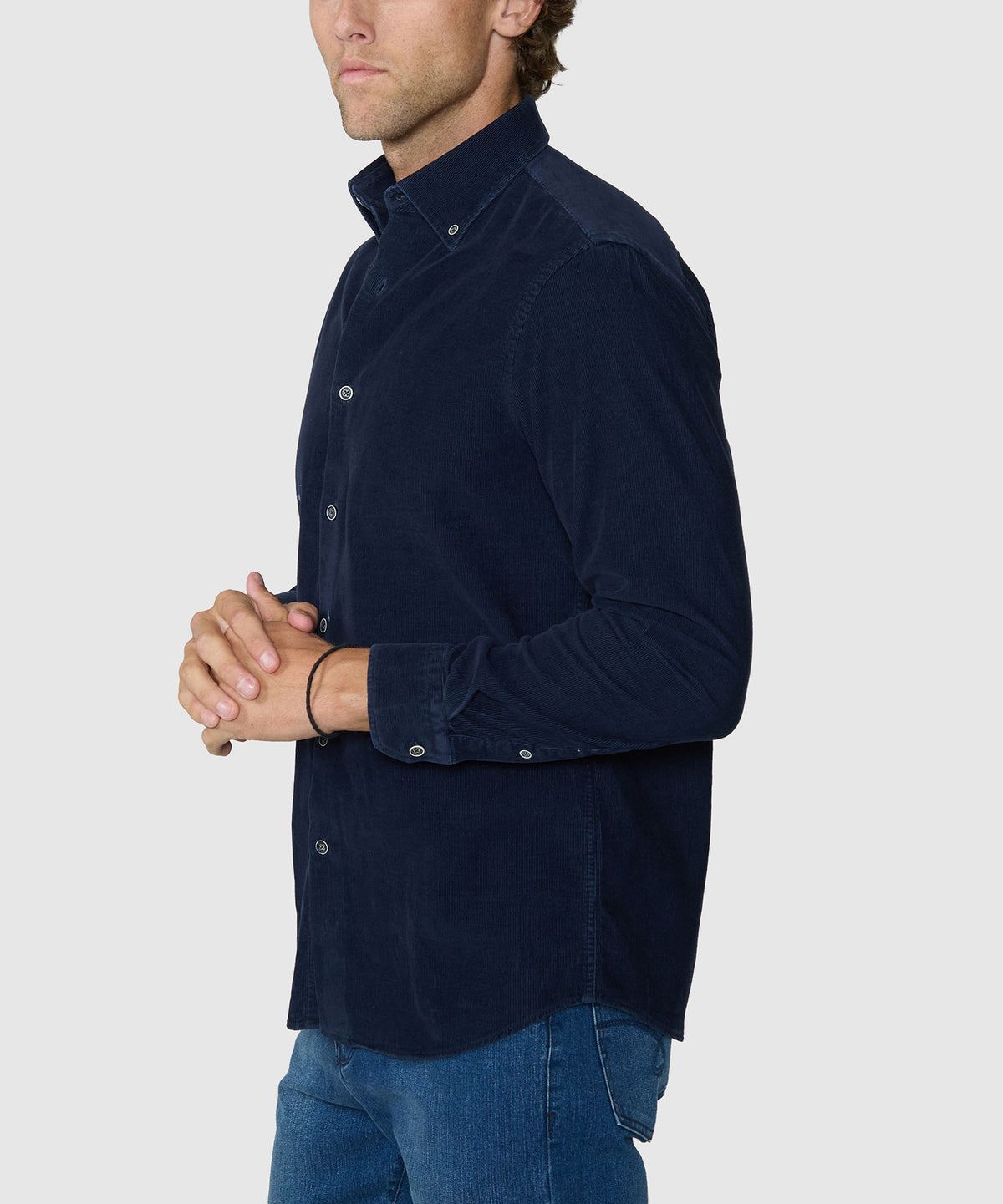 Westport Lifestyle Long Sleeve Tidewashed Corduroy Sport Shirt - Navy, Men's Big & Tall