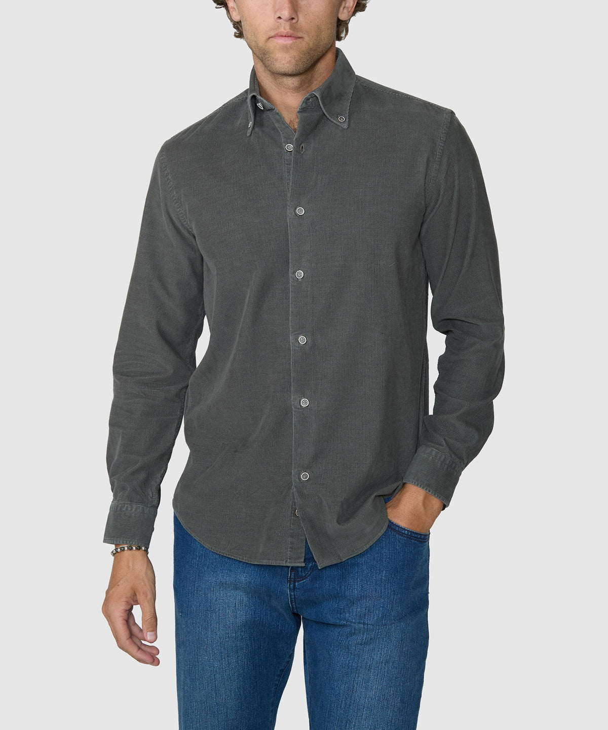 Westport Lifestyle Long Sleeve Tidewashed Corduroy Sport Shirt - Olive, Men's Big & Tall