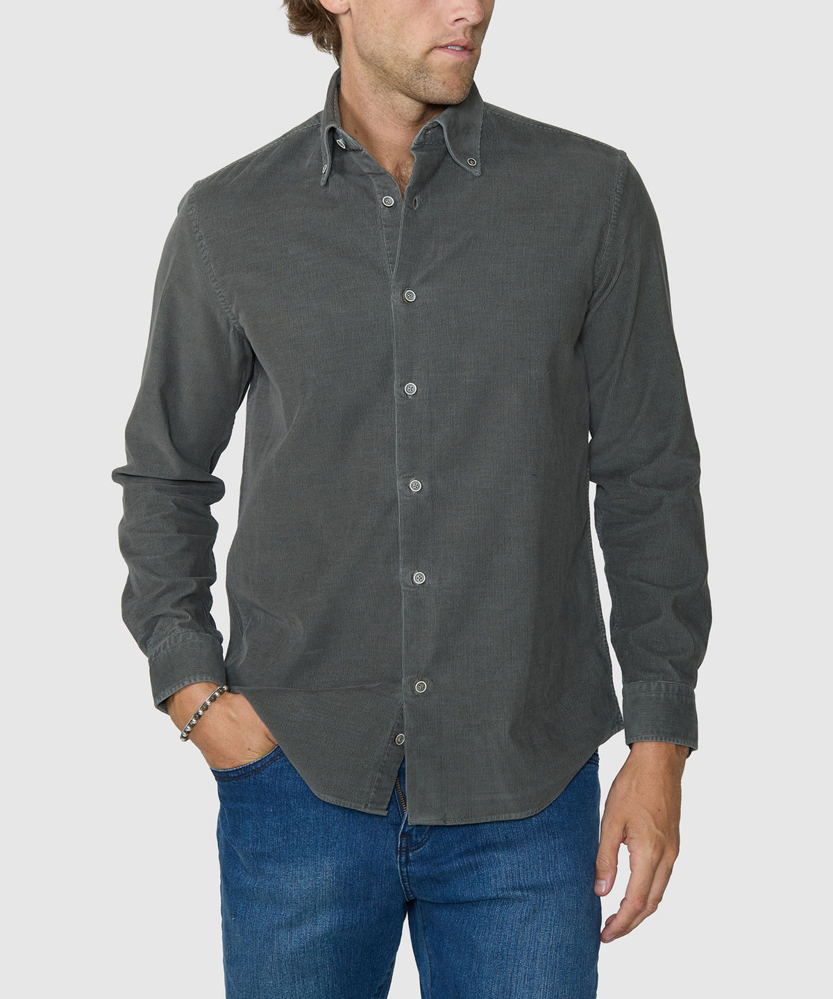 Westport Lifestyle Long Sleeve Tidewashed Corduroy Sport Shirt - Olive, Men's Big & Tall