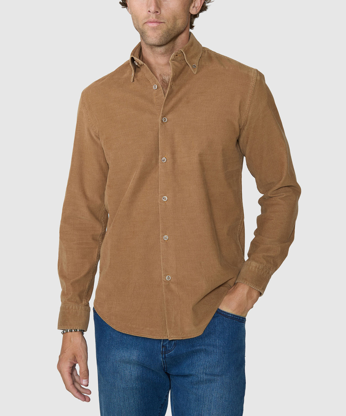 Westport Lifestyle Long Sleeve Tidewashed Corduroy Sport Shirt - Walnut, Men's Big & Tall