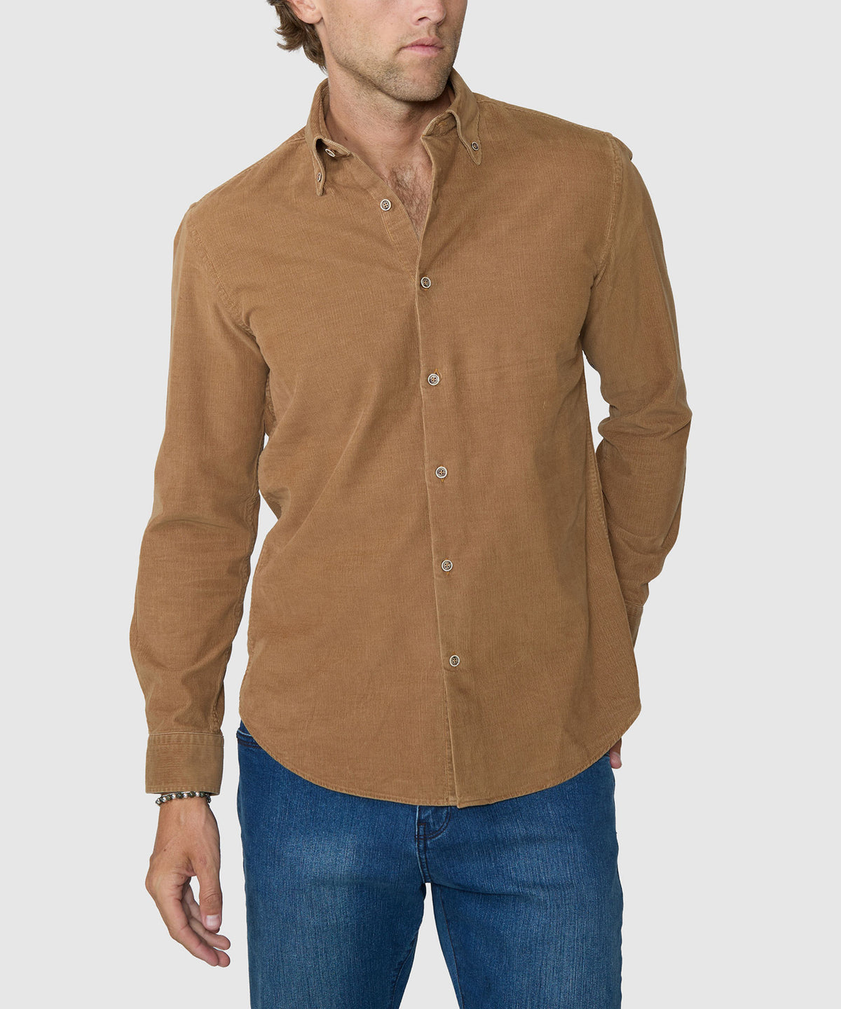 Westport Lifestyle Long Sleeve Tidewashed Corduroy Sport Shirt - Walnut, Men's Big & Tall