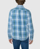 Blue plaid long-sleeve button-down shirt with back yoke and long sleeves. - Soapstone