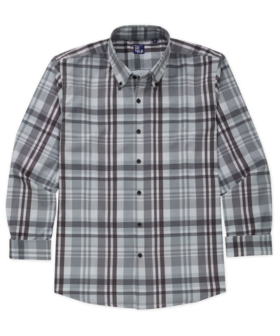 Westport No-Tuck Long Sleeve Button-Down Collar Stretch Performance Plaid Sport Shirt, Men's Big & Tall