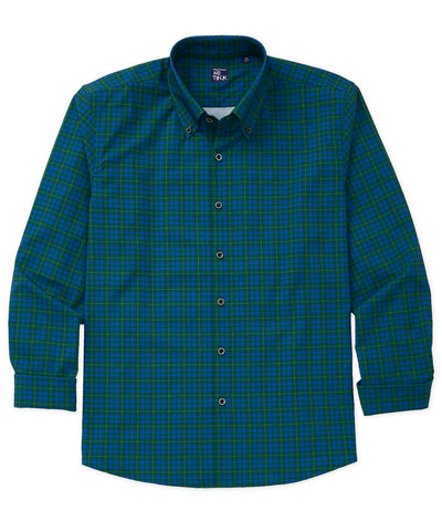 Westport No-Tuck Long Sleeve Button-Down Collar Stretch Performance Plaid Sport Shirt, Men's Big & Tall