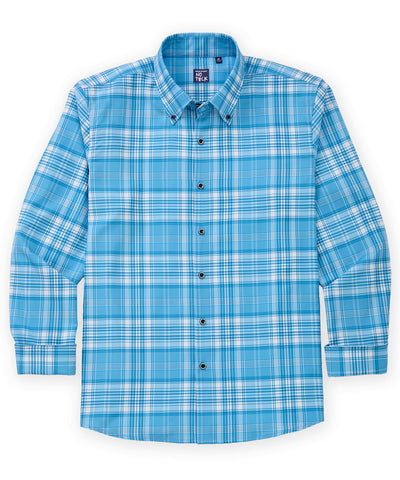 Westport No-Tuck Long Sleeve Button-Down Collar Stretch Performance Plaid Sport Shirt, Men's Big & Tall